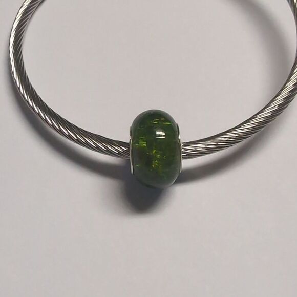 Blue and Green "Crushed Glass" Charm for Pandora Style Bracelet - Picture 2 of 5